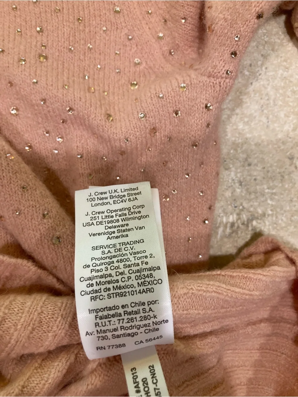 J. Crew Blush Pink Rhinestone Crewneck Sweater